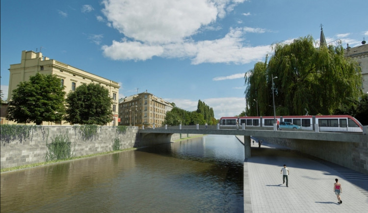 most s kovovými konstrukcemii, zamítnutý radnící. Zdroj Povodí Moravy