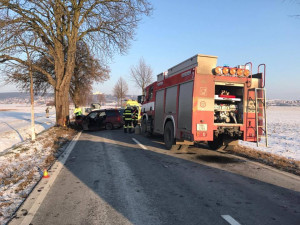 AKTUALIZOVÁNO: V aleji mezi Olomoucí a Samotiškami narazila řidička do stromu, její stav je vážný