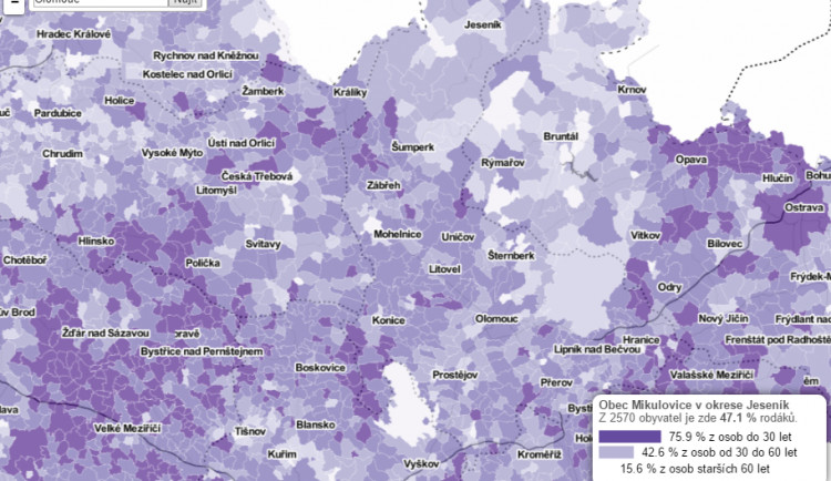 V Olomouckém kraji má největší procento rodáků Horní Štěpánov