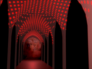 Gotickou křížovou chodbu zaplní rudá audiovizuální instalace