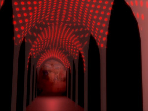 Gotickou křížovou chodbu zaplní rudá audiovizuální instalace