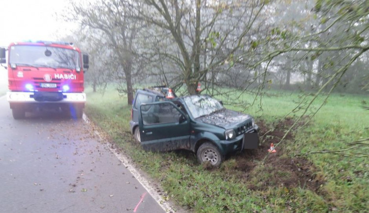 Devatenáctiletá řidička usnula za volantem, se svým autem narazila do stromu a zranila se