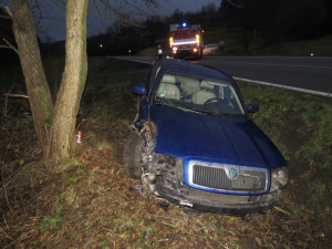 Řidič kvůli únavě narazil se svým vozem do stromu