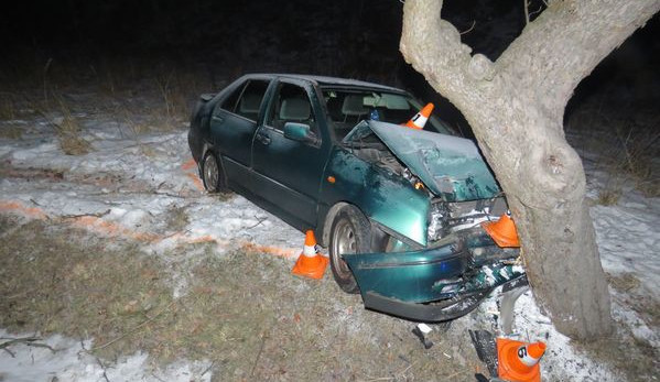 Jednačtyřicetiletá řidička čelně narazila do stromu, zřejmě kvůli mikrospánku