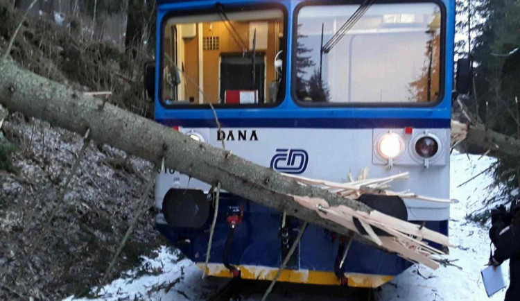 Vlak narazil do padlého stromu, provoz na trati je obnoven