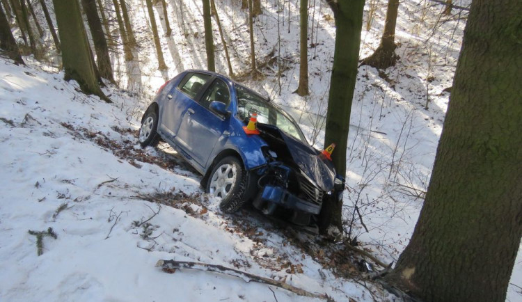Devatenáctiletý řidič jel moc rychle a narazil do stromu, skončil v nemocnici