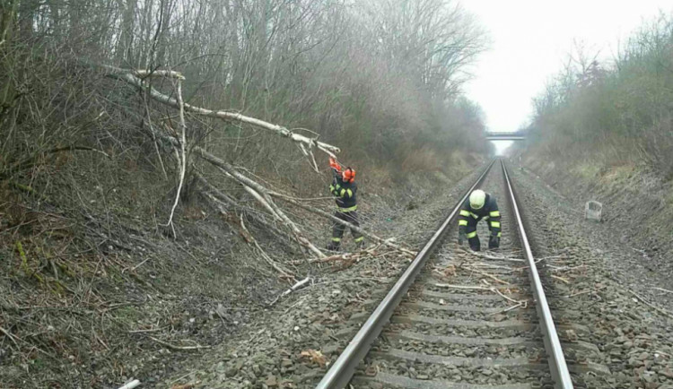 Hasiči vyjížděli v kraji kvůli větru už k osmdesáti případům, mezi Šterberkem a Pasekou narazilo auto do stromu