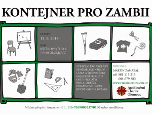 Olomoucká charita vyhlásila materiální sbírku Kontejner pro Zambii. Lidé můžou pomoci tamním dětem