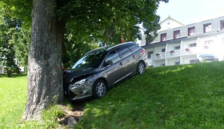 Muž zaparkoval auto, ale nezabrzdil, rozjelo se z kopce a narazilo do stromu. Zranily se v něm dvě děti