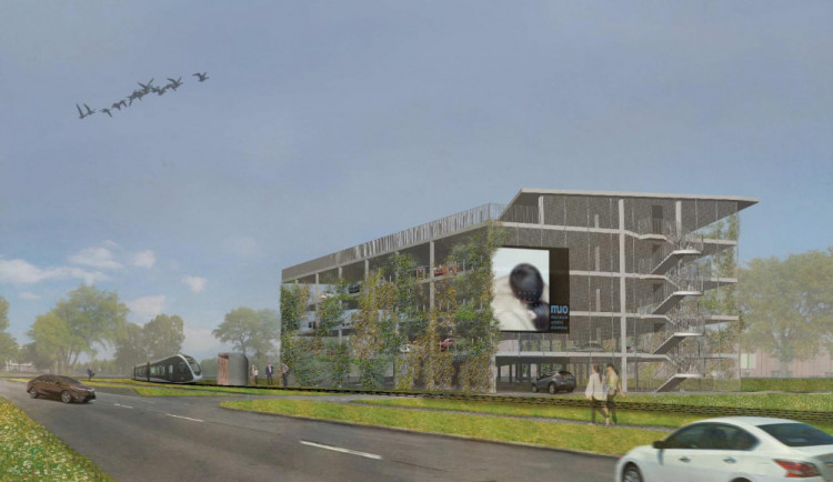 U tramvajové trati na Nových Sadech by mohl vzniknout parkovací dům pro 231 aut