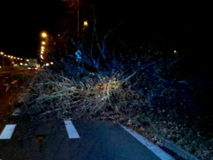 FOTO: Hasiči v noci zasahovali u čtyřiceti případů, silný vítr láme stromy a situace se neuklidňuje