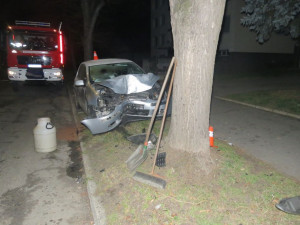 Opilá řidička se zadívala do zpětného zrcátka, přejela do protisměru a nabourala do stromu. Přišla o řidičský i technický průkaz