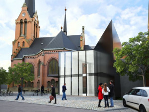 FOTO: U Červeného kostela v Olomouci vyroste moderní přístavba