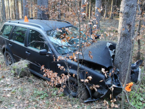 Řidič usnul za volantem a naboural do stromu. Musel být letecky transportován do nemocnice