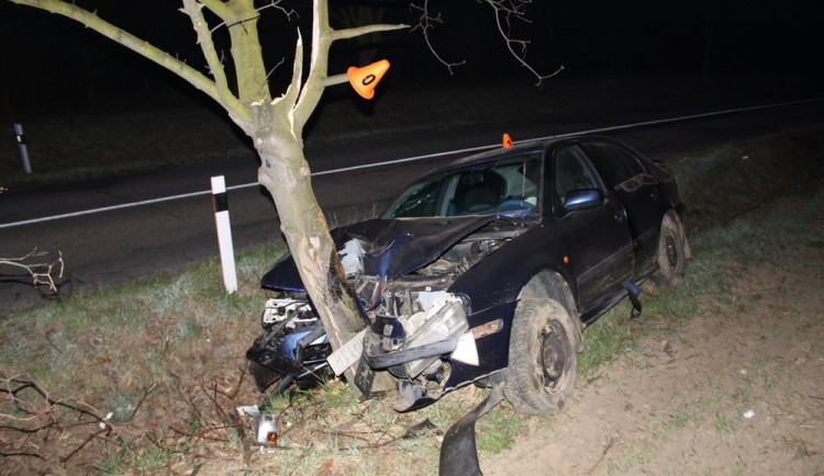 Řidiče přemohl mikrospánek, vyjel mimo silnici a zastavil se až o strom. Policie nehodu vyřešila pokutou