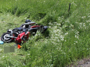 Srna vběhla před rozjetý motocykl. Řidič i spolujezdkyně skončili v nemocnici