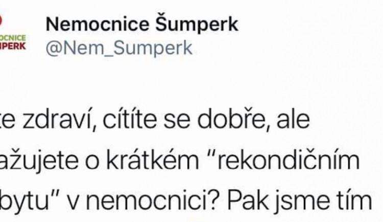 Zdravé pacienty máme nejradši, glosuje hospitalizaci Zemana šumperská nemocnice. Ovčáček už se do ní pustil na sítích