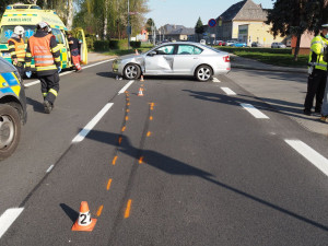 Při dopravní nehodě v Šumperku došlo ke zranění řidiče motocyklu