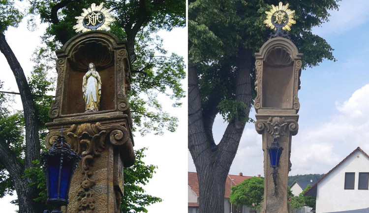 Neznámý zloděj ukradl mramorovou sochu Panny Marie