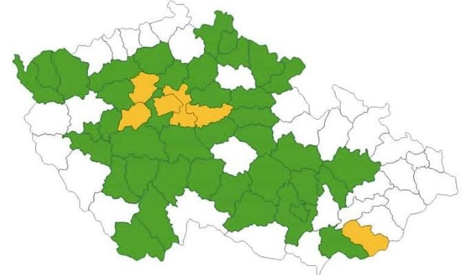 Aktualizace semaforu: Olomouc a Prostějov v prvním stupni pohotovosti