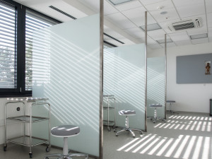 Umění vkusně doplňuje moderní architekturu nové budovy hemato-onkologické kliniky.