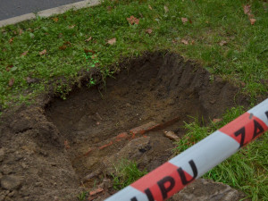 FOTO: Výsadbu akátů na Masarykově třídě zkomplikovaly neoznačené kabely, zahradníci je objevili při hloubení jam