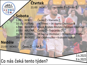 Zajímavé sportovní akce na tento týden? Zajdete na některou z nich?